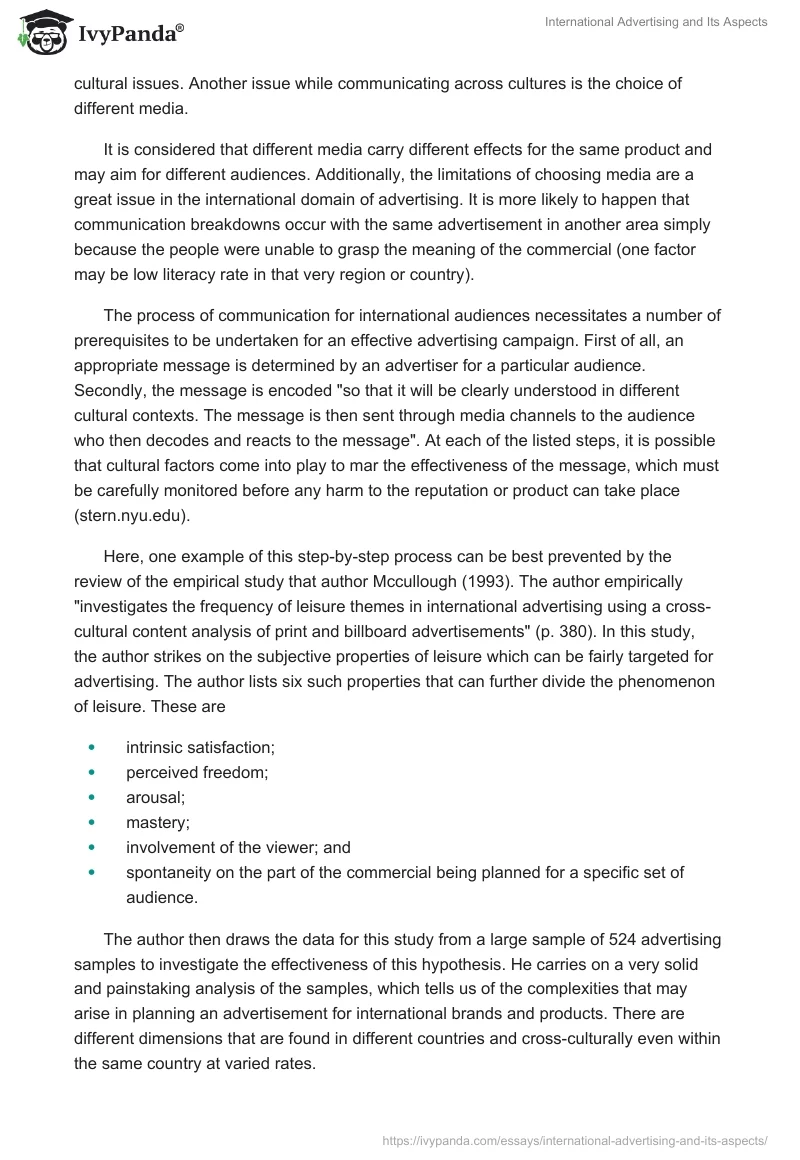 International Advertising and Its Aspects. Page 3