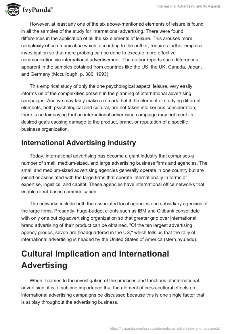 International Advertising and Its Aspects. Page 4
