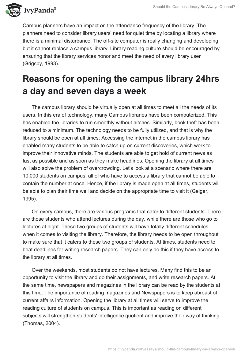Should the Campus Library Be Always Opened?. Page 2