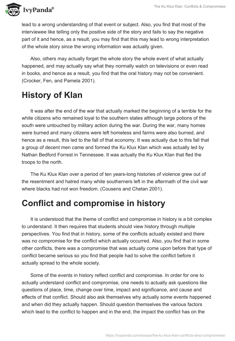 The Ku Klux Klan: Conflicts & Compromises. Page 2