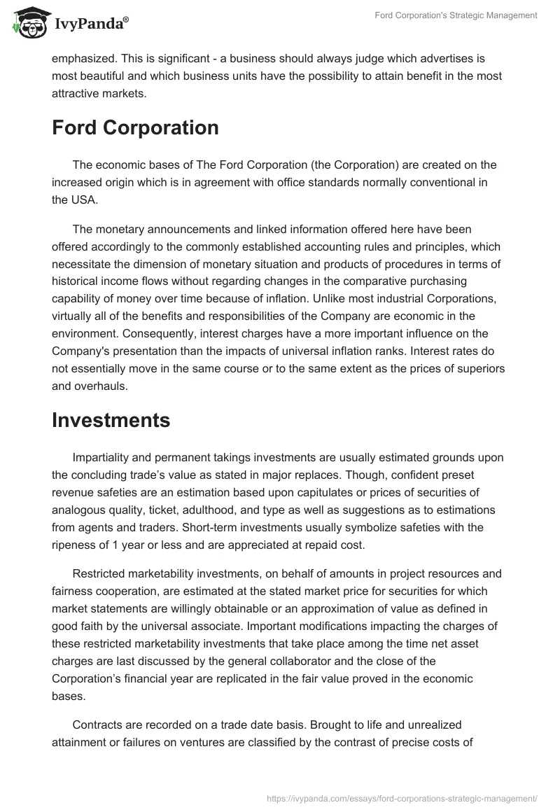 Ford Corporation's Strategic Management. Page 3