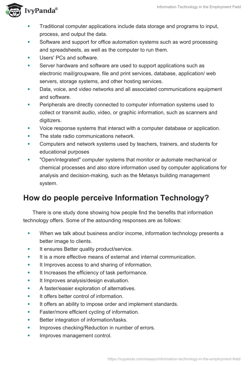 Information Technology in the Employment Field. Page 3