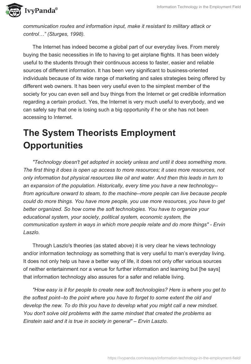 Information Technology in the Employment Field. Page 5
