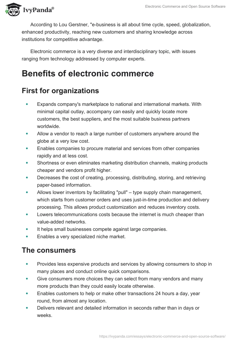 Electronic Commerce and Open Source Software. Page 2