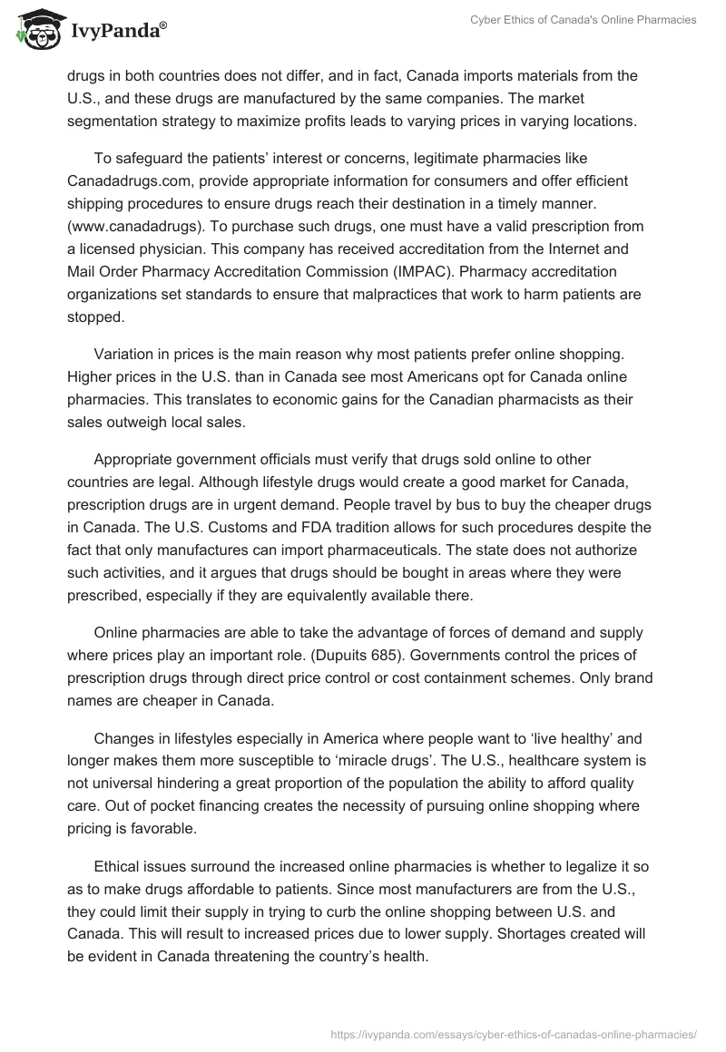 Cyber Ethics of Canada's Online Pharmacies. Page 2