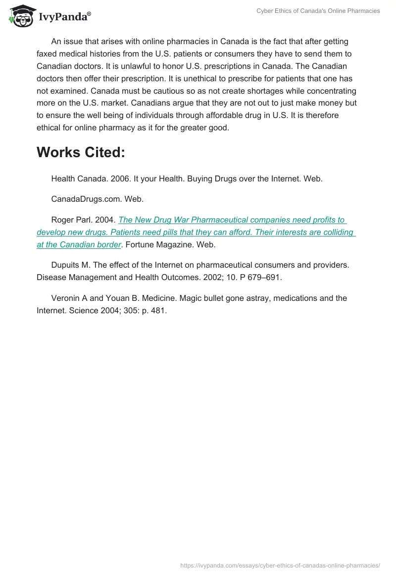 Cyber Ethics of Canada's Online Pharmacies. Page 3