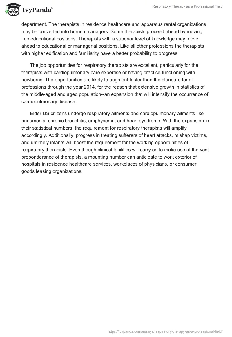 Respiratory Therapy as a Professional Field. Page 2