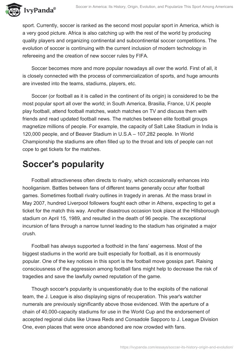 Soccer in America: Its History, Origin, Evolution, and Popularize This Sport Among Americans. Page 4
