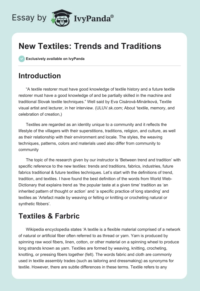New Textiles: Trends and Traditions. Page 1