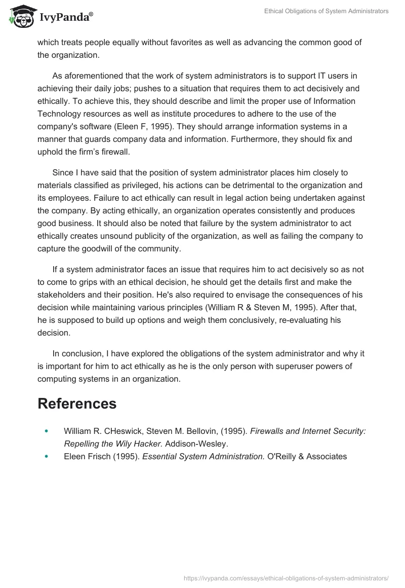 Ethical Obligations of System Administrators. Page 2