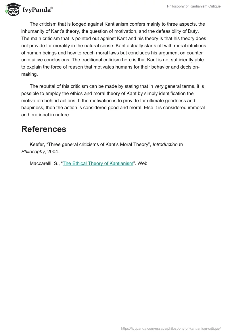 Philosophy of Kantianism Critique. Page 2