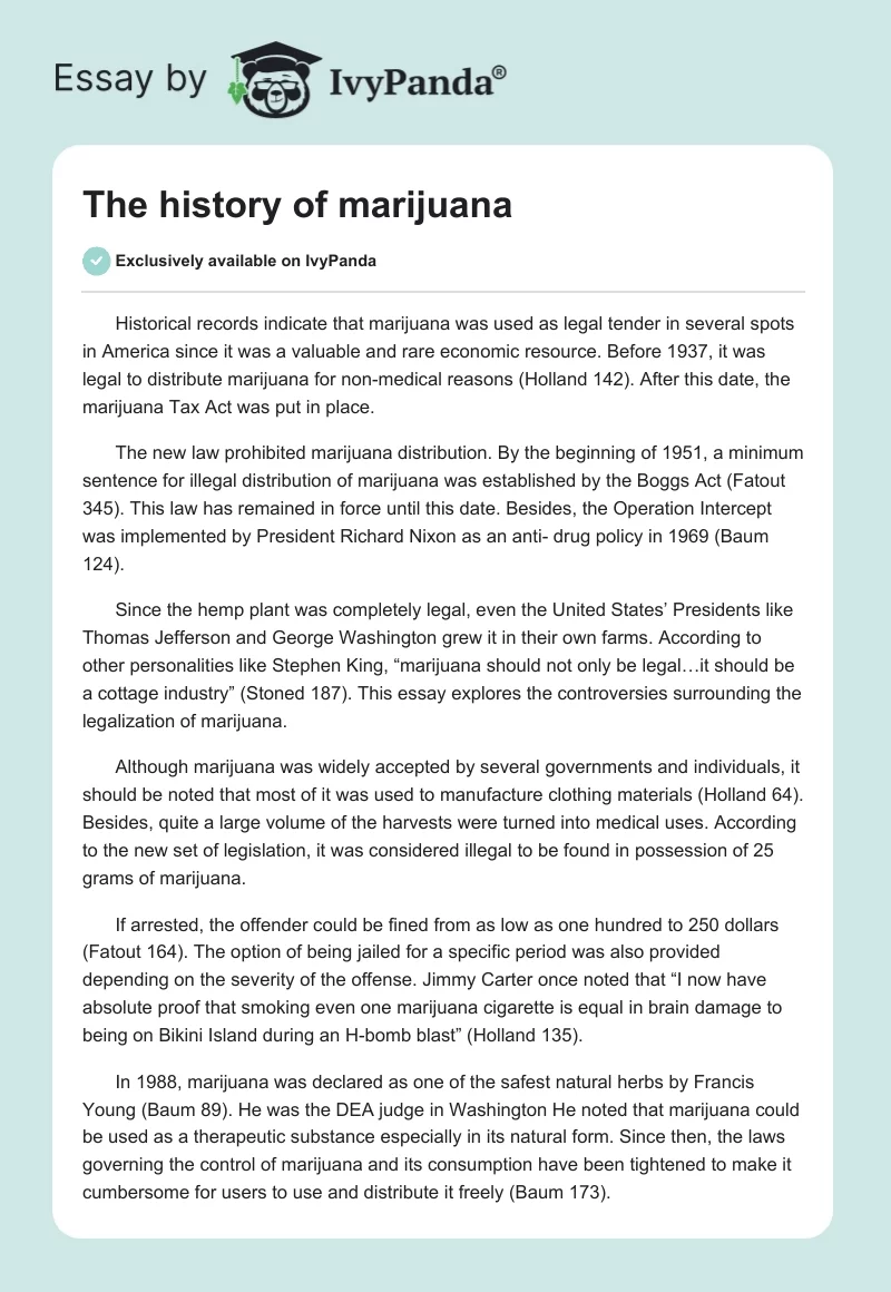 The history of marijuana. Page 1