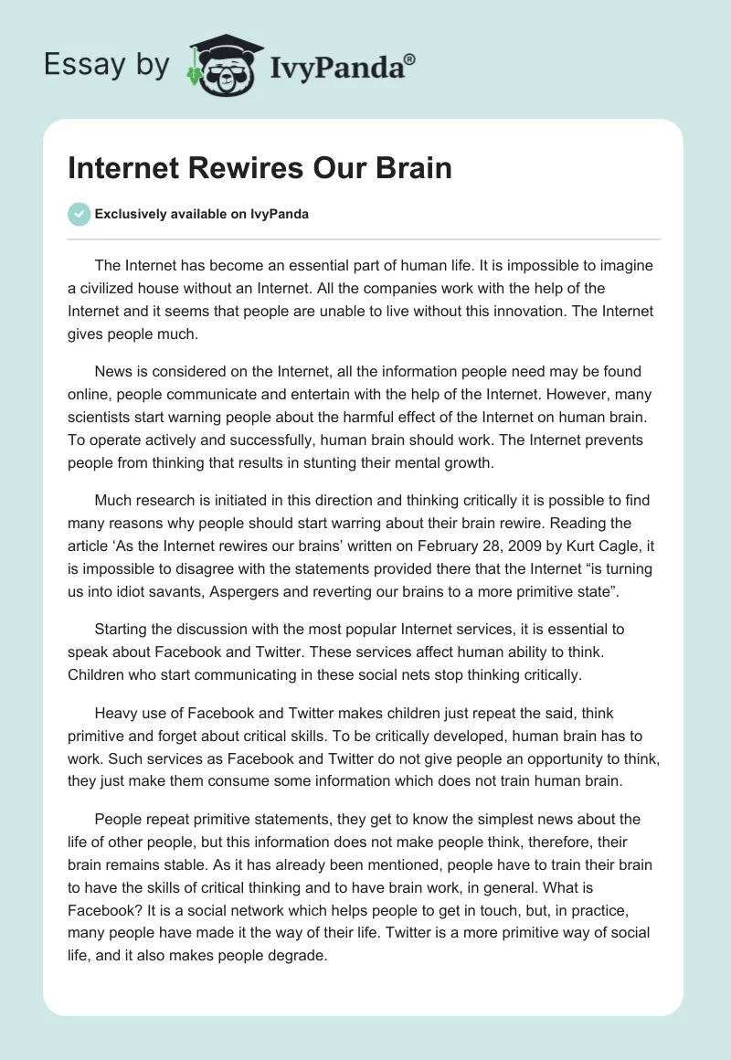 Internet Rewires Our Brain. Page 1