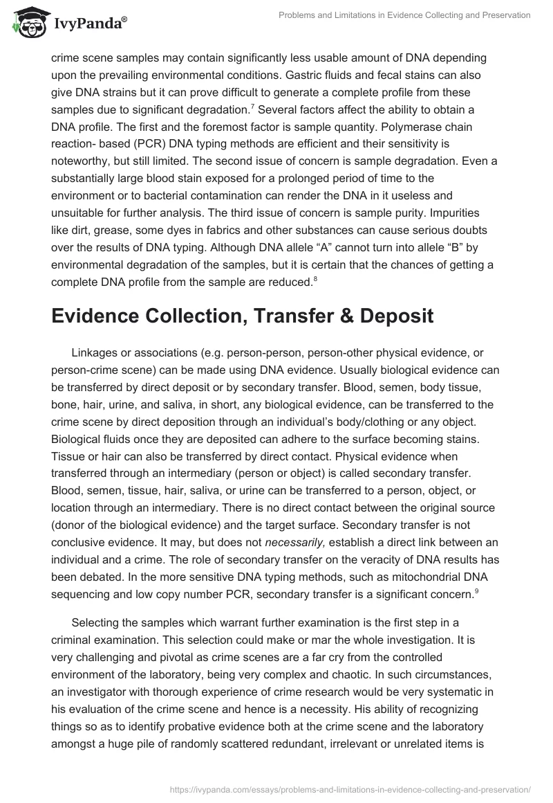 Problems and Limitations in Evidence Collecting and Preservation. Page 2