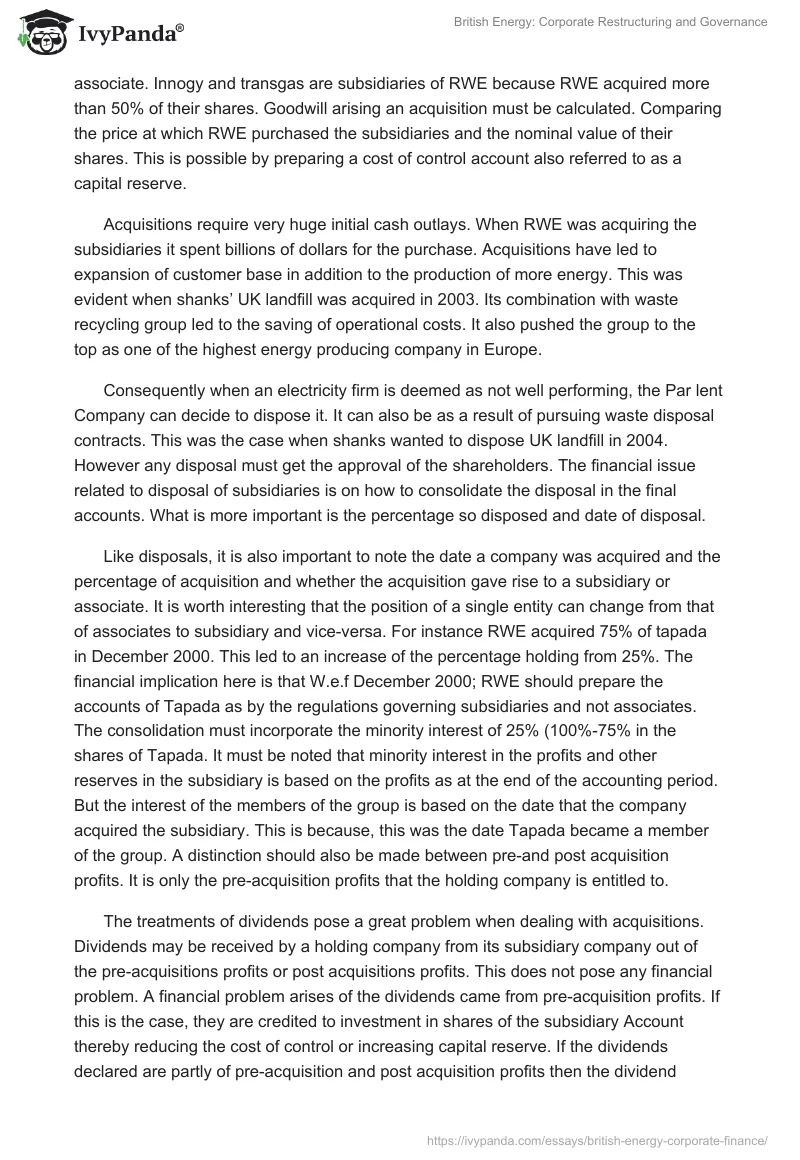 British Energy: Corporate Restructuring and Governance. Page 5