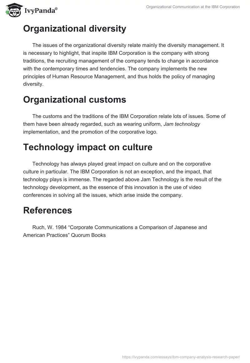 Organizational Communication at the IBM Corporation. Page 2