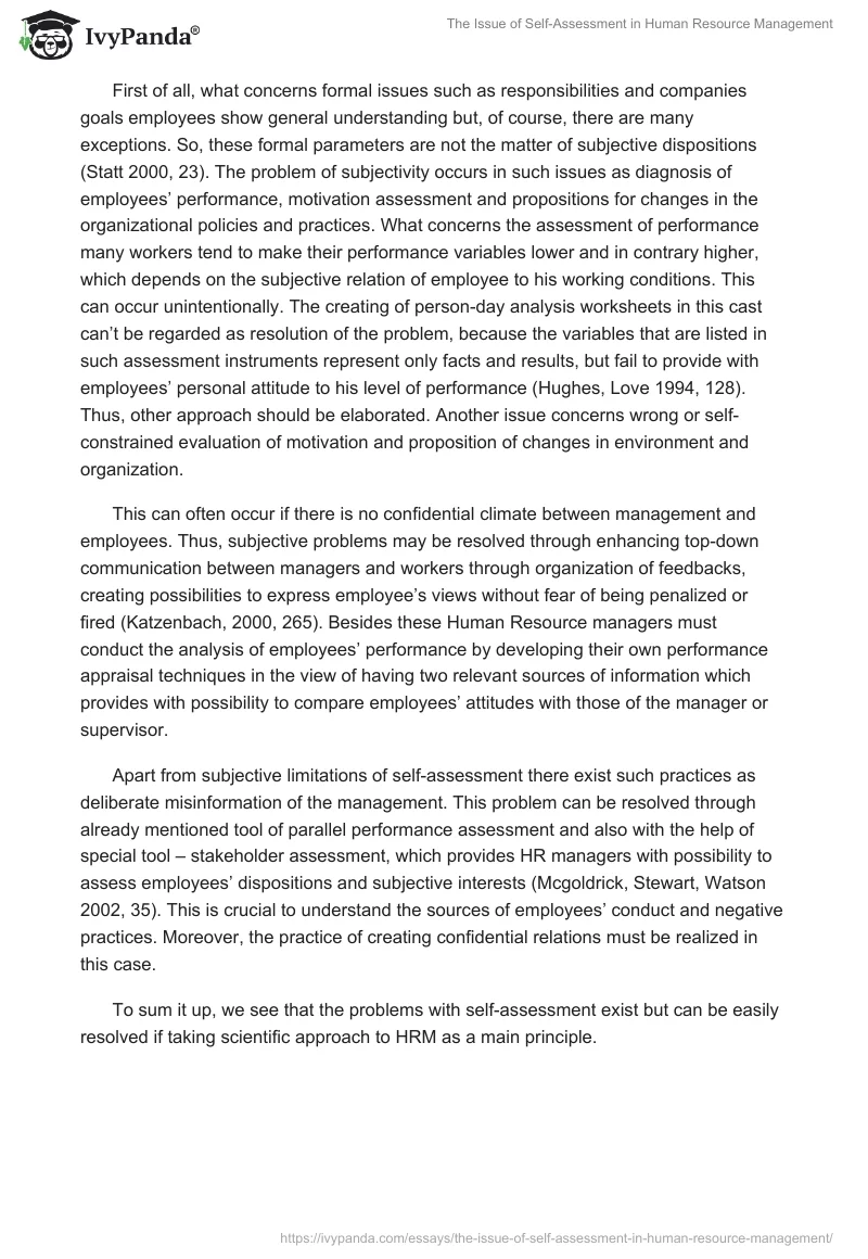 The Issue of Self-Assessment in Human Resource Management. Page 2