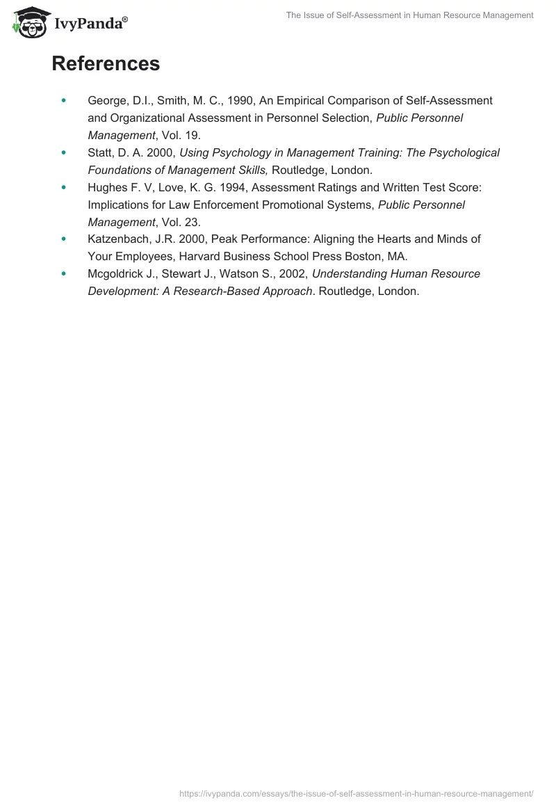 The Issue of Self-Assessment in Human Resource Management. Page 3