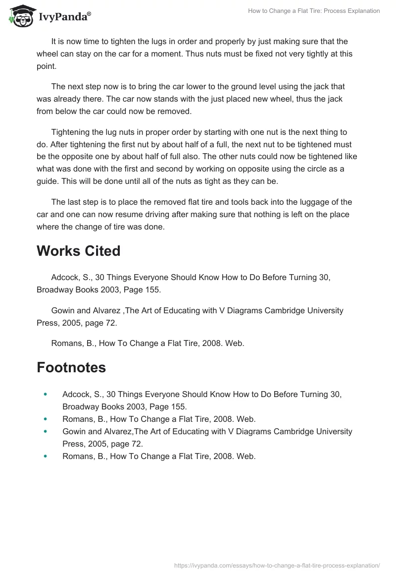 How to Change a Flat Tire: Process Explanation. Page 3