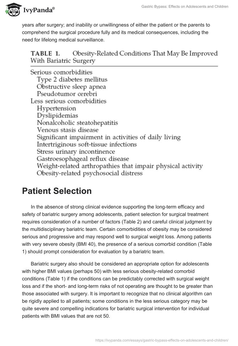 Gastric Bypass: Effects on Adolescents and Children. Page 5