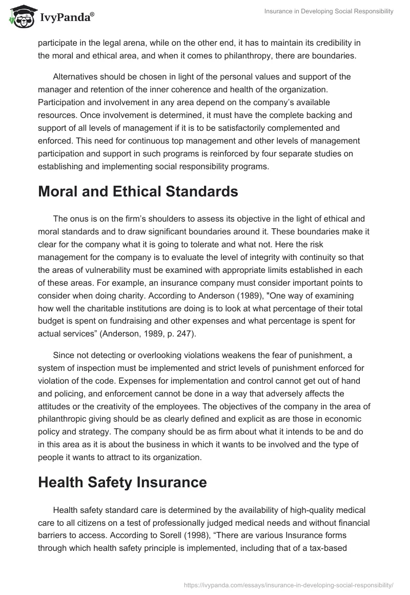 Insurance in Developing Social Responsibility. Page 3