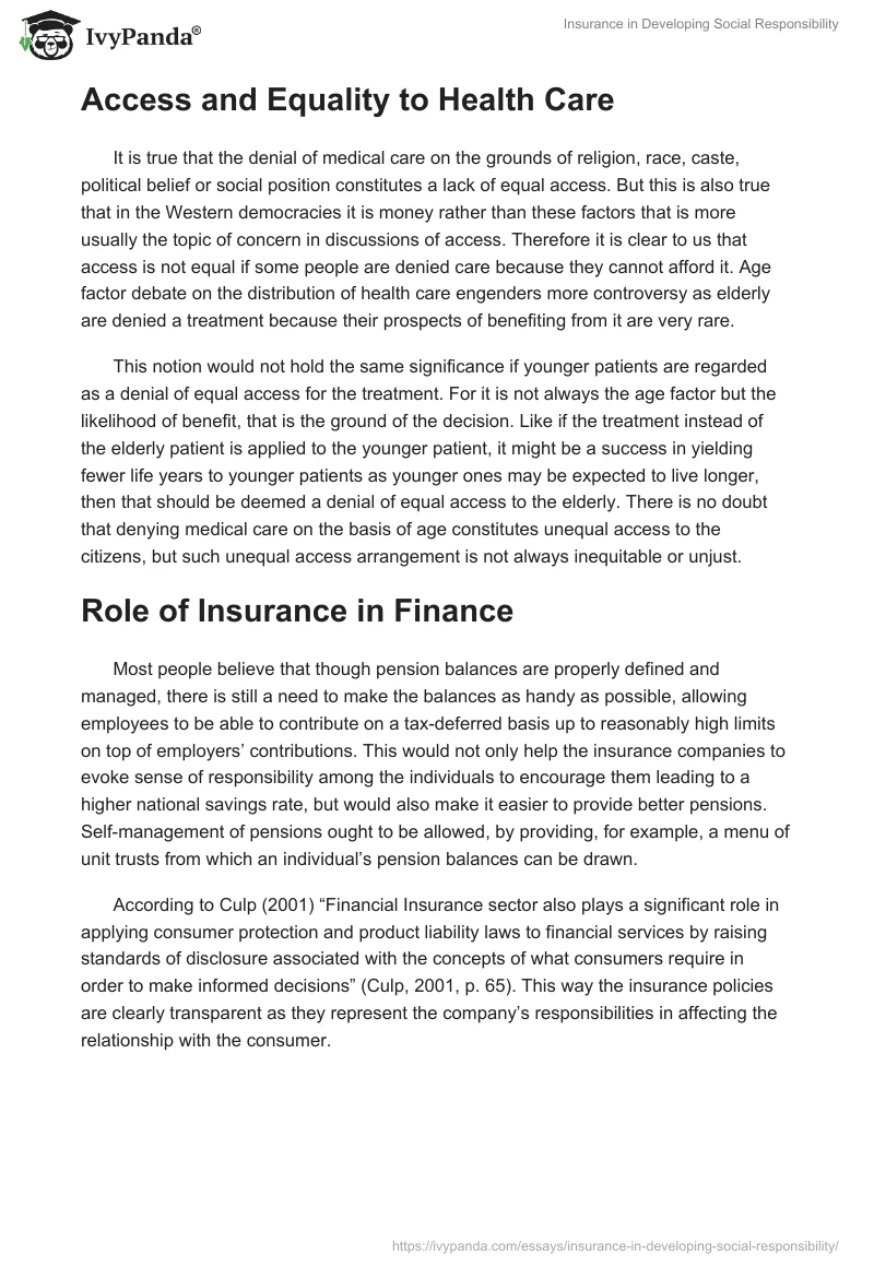 Insurance in Developing Social Responsibility. Page 5