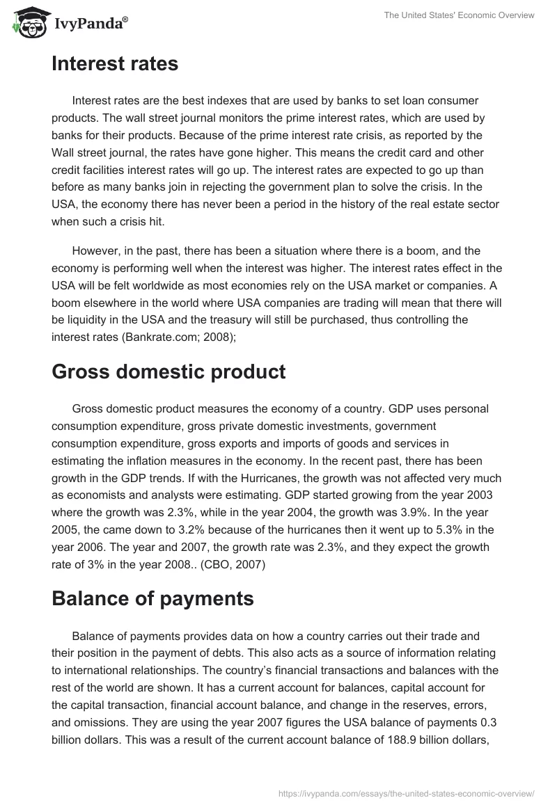 The United States' Economic Overview. Page 2