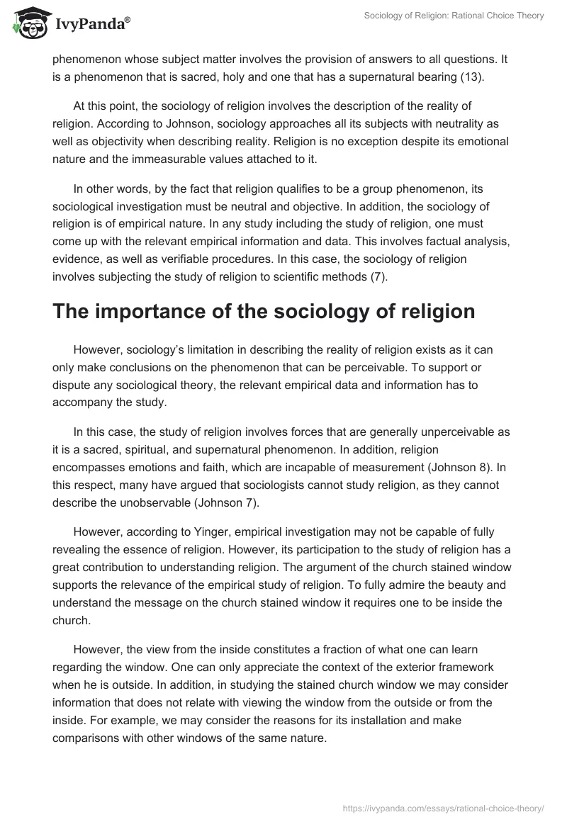 Sociology of Religion: Rational Choice Theory. Page 2
