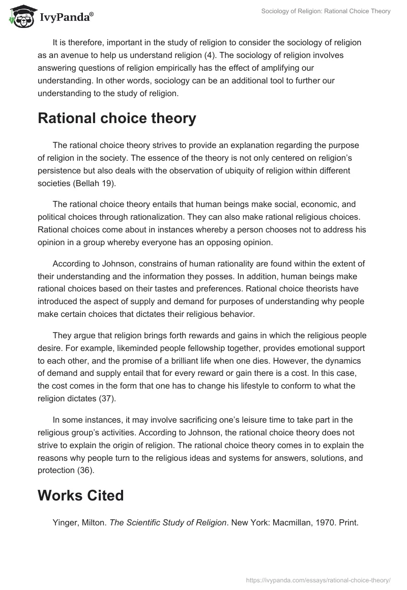 Sociology of Religion: Rational Choice Theory. Page 3