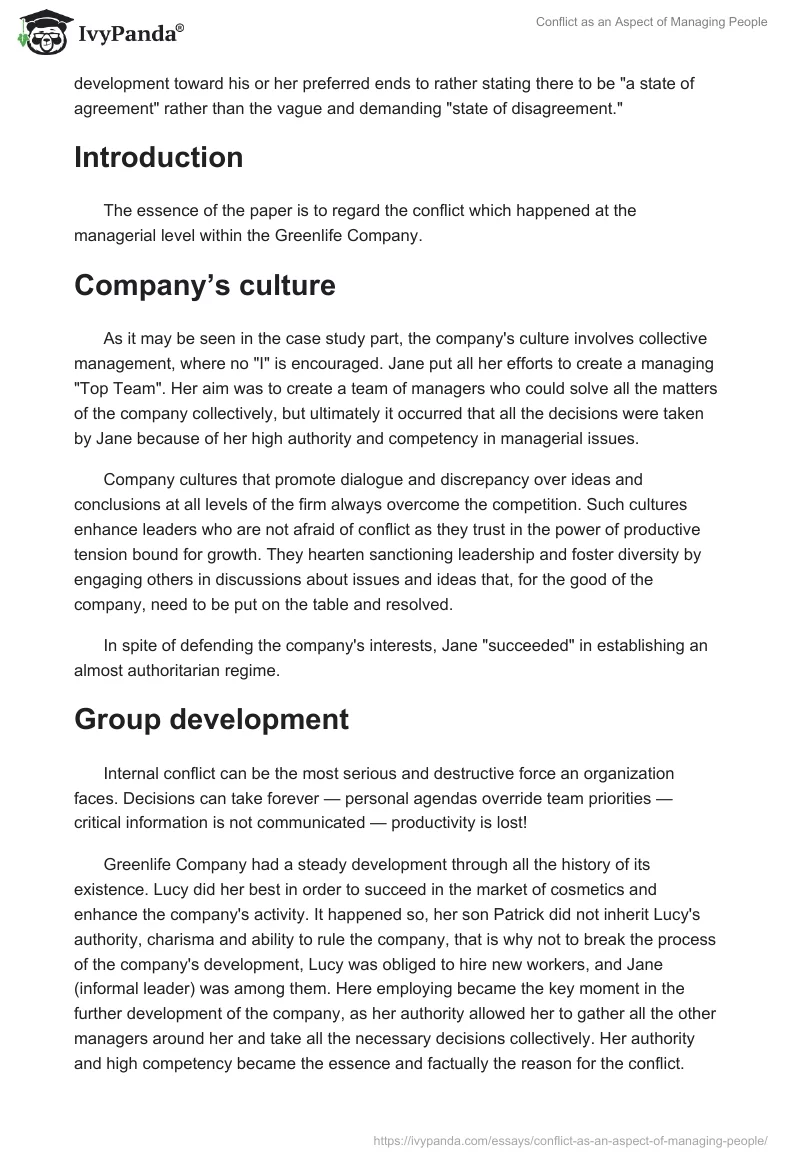 Conflict as an Aspect of Managing People. Page 2