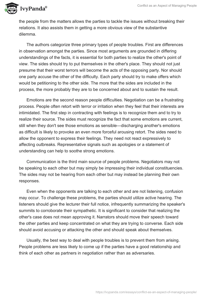 Conflict as an Aspect of Managing People. Page 4