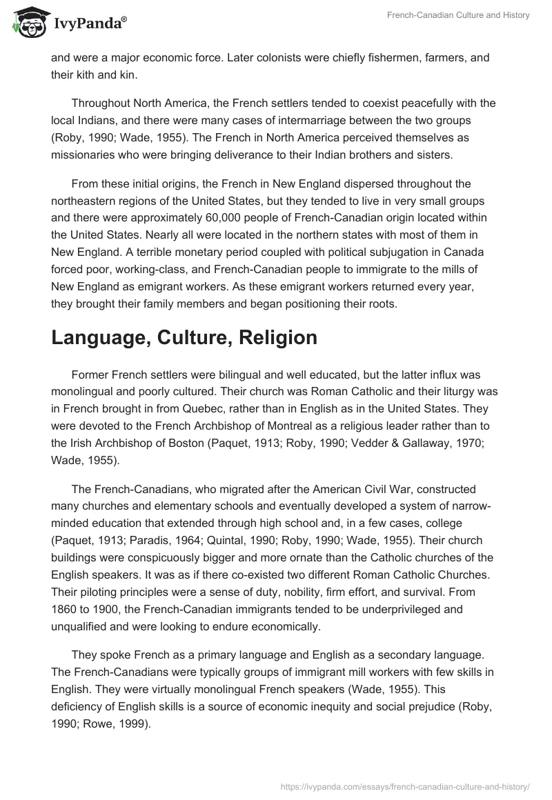 French-Canadian Culture and History. Page 2