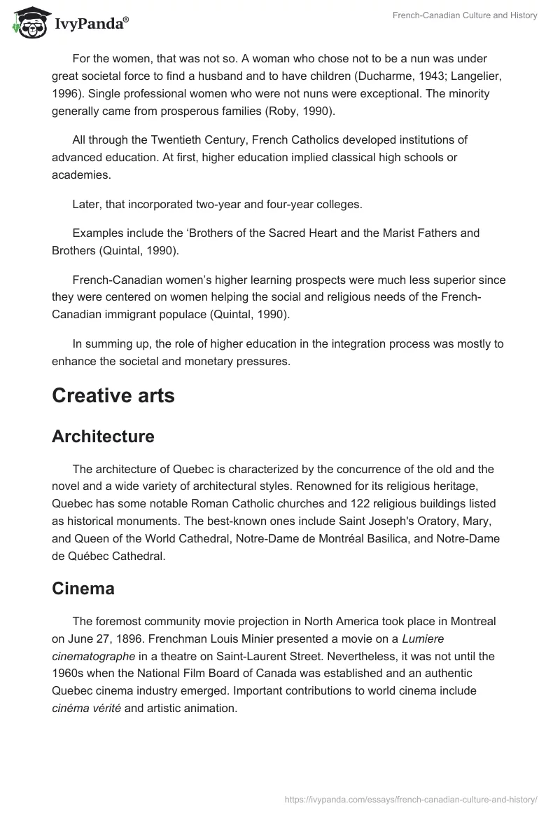 French-Canadian Culture and History. Page 5