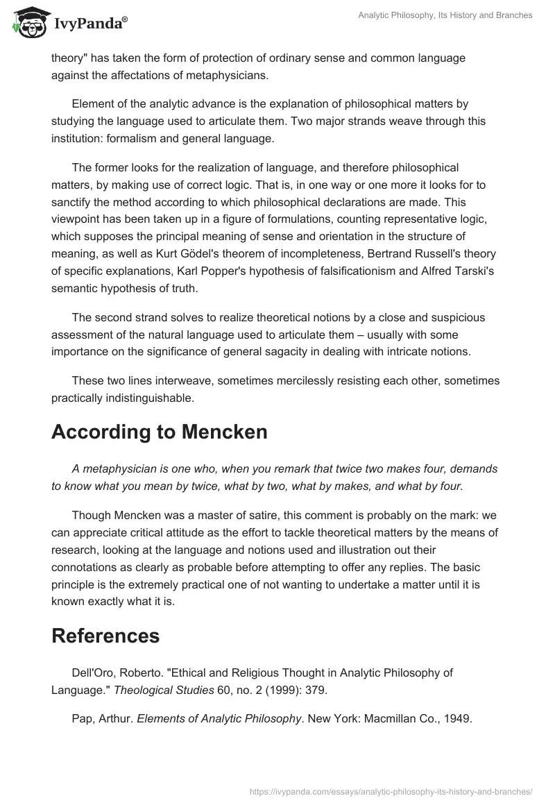 Analytic Philosophy, Its History and Branches. Page 2