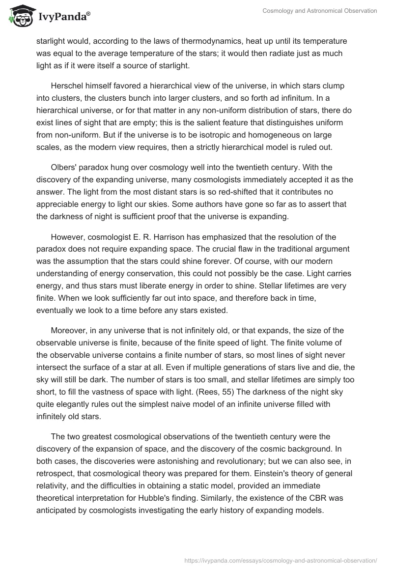 Cosmology and Astronomical Observation. Page 3