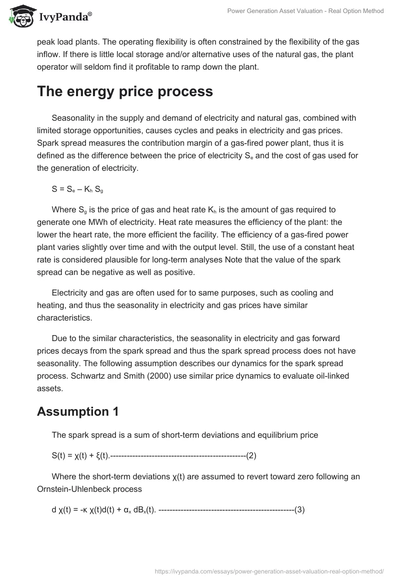 Power Generation Asset Valuation - Real Option Method. Page 2