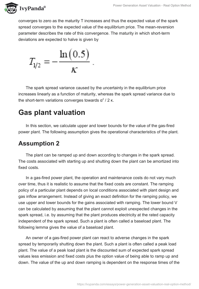 Power Generation Asset Valuation - Real Option Method. Page 4