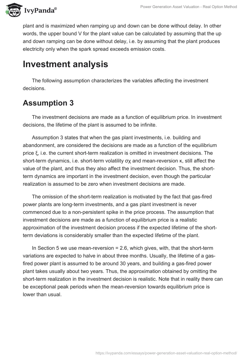 Power Generation Asset Valuation - Real Option Method. Page 5