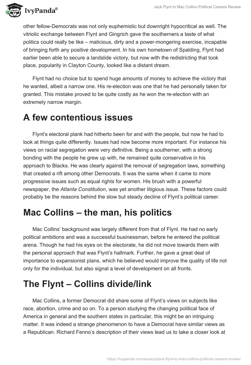 Jack Flynt to Mac Collins Political Careers Review. Page 3