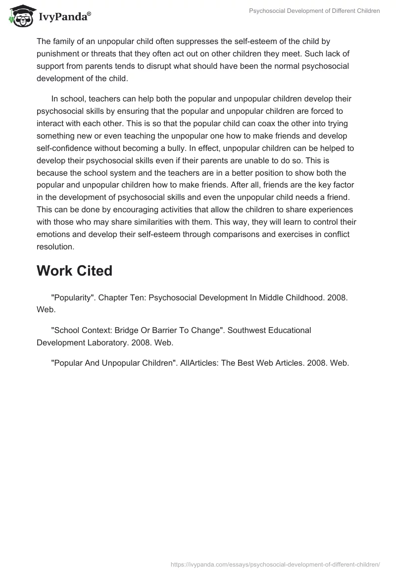 Psychosocial Development of Different Children. Page 2