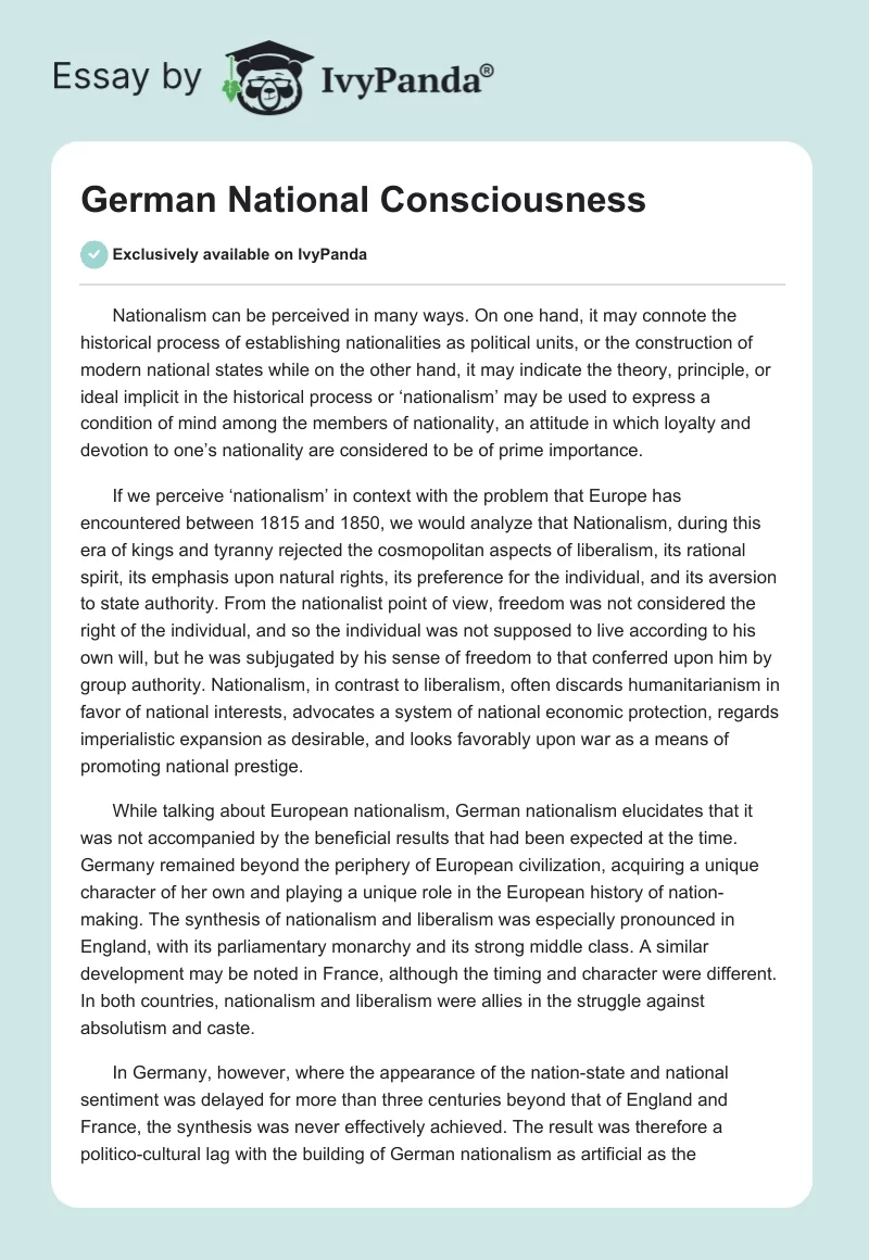 German National Consciousness. Page 1