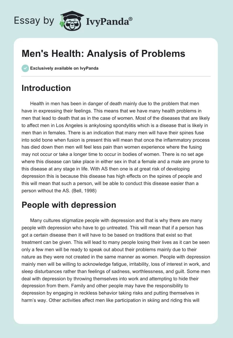 Men's Health: Analysis of Problems. Page 1