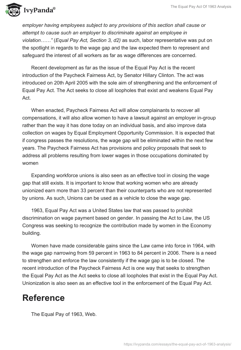 The Equal Pay Act Of 1963 Analysis. Page 4