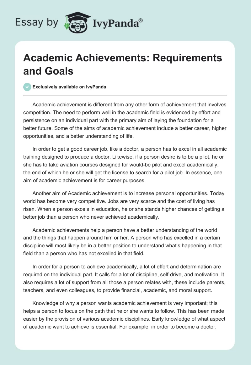 Academic Achievements: Requirements and Goals. Page 1
