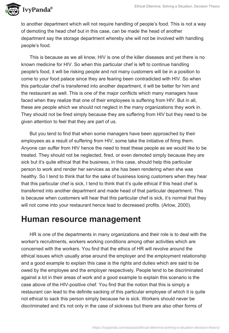 Ethical Dilemma: Solving a Situation, Decision Theory. Page 2