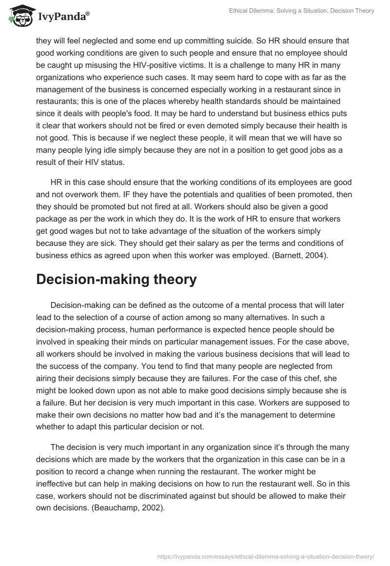 Ethical Dilemma: Solving a Situation, Decision Theory. Page 4
