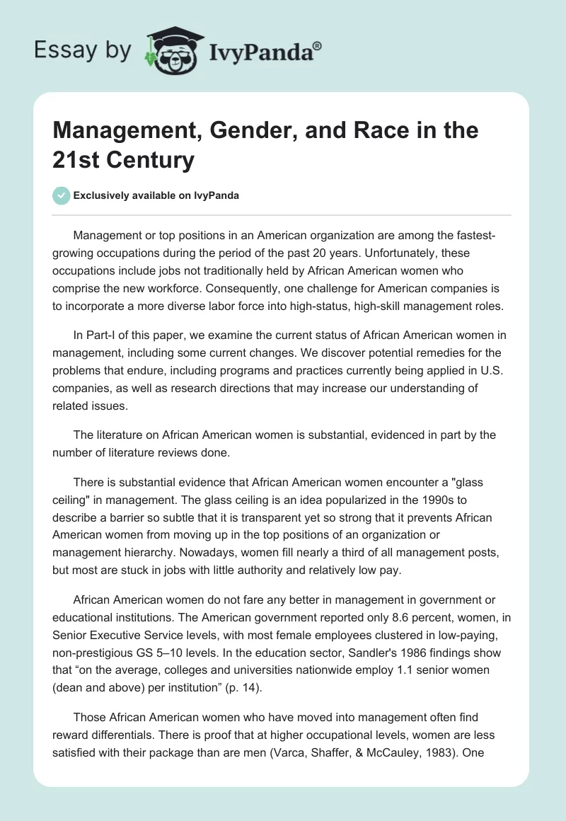 Management, Gender, and Race in the 21st Century. Page 1