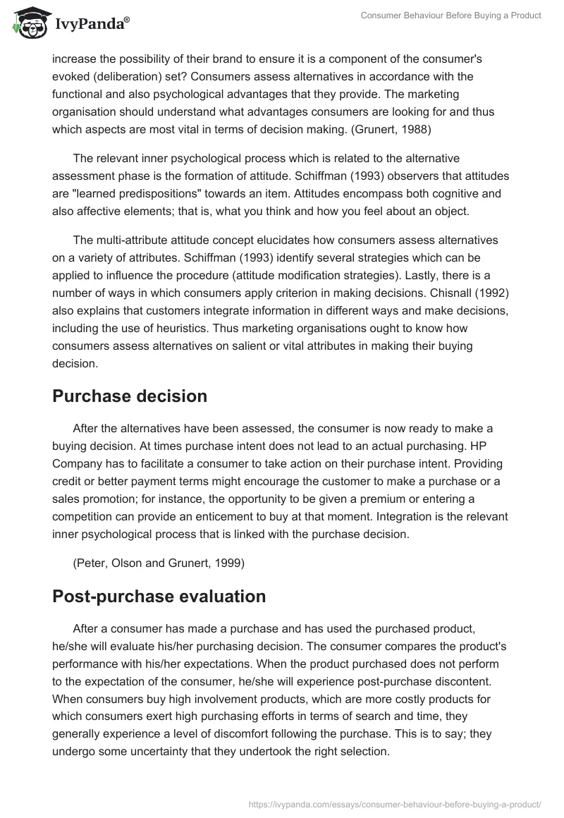 Consumer Behaviour Before Buying a Product. Page 5