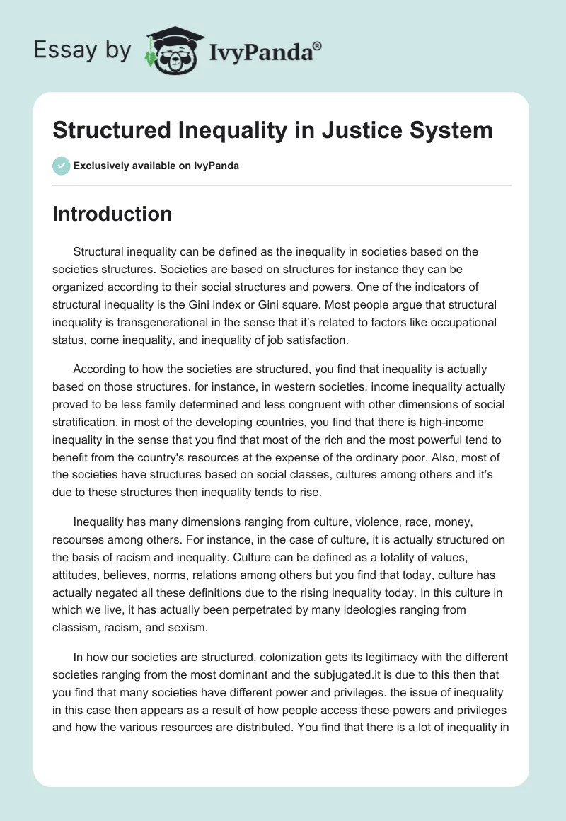 Structured Inequality in Justice System. Page 1