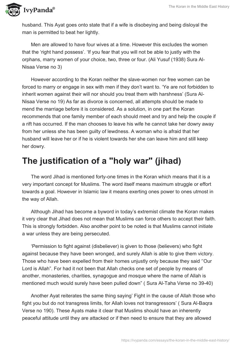 The Koran in the Middle East History. Page 3